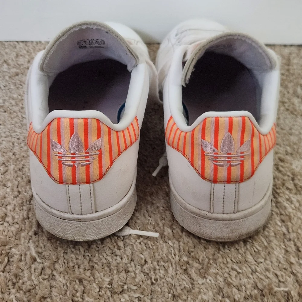 Stan Smith For Adidas White and Orange Sneakers (8.5) - Picture 3 of 6